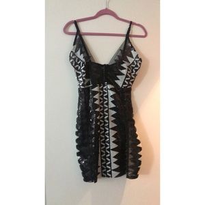 Mesh and Sequin Aztec Inspired Dress